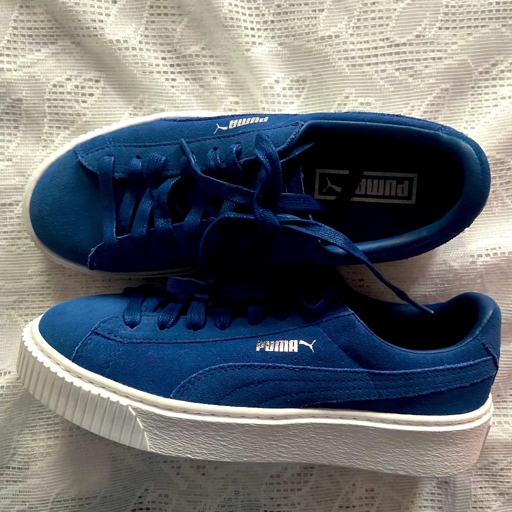Puma Platform  gift 🎁 easy, sneakers, suede blue gift someone you love or you ! - Picture 4 of 9